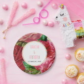 かわいらしピンクヴィンテージバラ結婚フローラ ペーパープレート (パーティー)