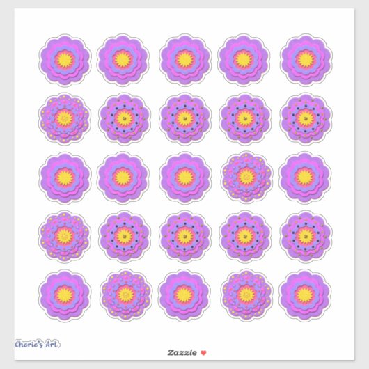 かわいらしピンク感じクルック花 シール (シート)