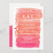 かわいらしピンク水彩婚約パーティ招待状 招待状 (正面/裏面)