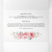 かわいらしピンク水彩牡丹とバラ結婚ズ 三つ折り招待状 (内部中)