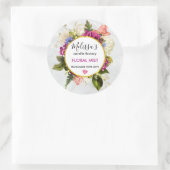 かわいらしピンク水彩花蝋燭事業 ラウンドシール (バッグ)