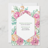かわいらしピンク牡丹結婚フローラ 招待状 (裏面)