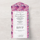 かわいらしピンク結婚の花 オールインワン招待状 (内側)