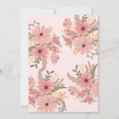 かわいらしピンク絵を描の花のグリッターフレーム誕生日 招待状 (裏面)