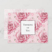 かわいらしピンク考えローズ ポストカード (正面/裏面)