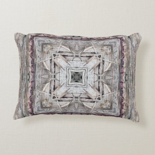 かわいらしピンク色のアステカインスパイア模様 アクセントクッション (裏面)