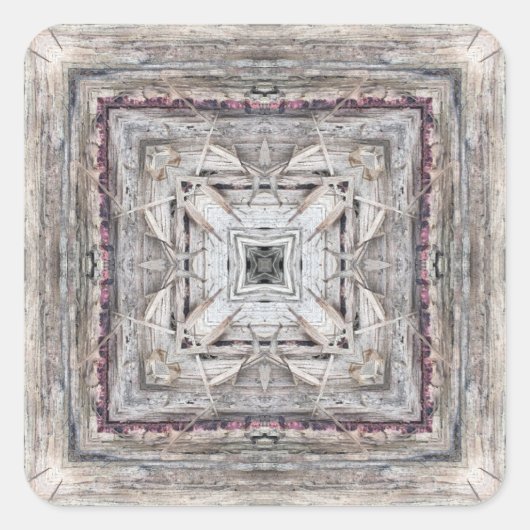 かわいらしピンク色のアステカインスパイア模様 スクエアシール (正面)