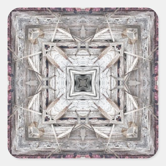 かわいらしピンク色のアステカインスパイア模様 スクエアシール (正面)