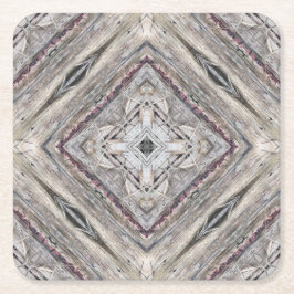 かわいらしピンク色のアステカインスパイア模様 スクエアペーパーコースター
