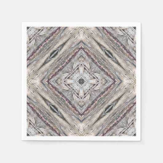 かわいらしピンク色のアステカインスパイア模様 スタンダードカクテルナプキン (正面)