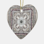 かわいらしピンク色のアステカインスパイア模様 セラミックオーナメント (左)