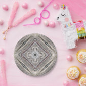 かわいらしピンク色のアステカインスパイア模様 ペーパープレート (パーティー)