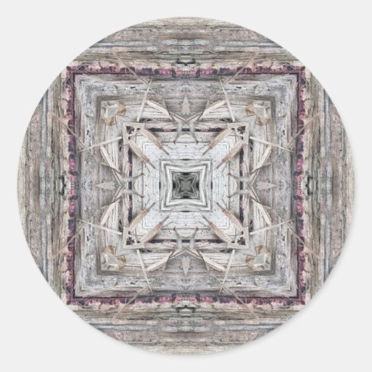 かわいらしピンク色のアステカインスパイア模様 ラウンドシール (正面)