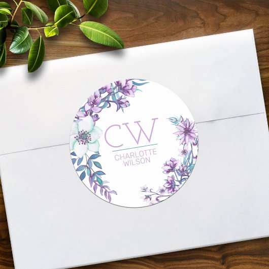 かわいらしピンク色のフローラパーソナライズされた ラウンドシール