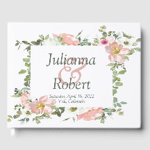 かわいらしピンク色のフローラ結婚のゲストブック