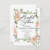 かわいらしピンク色のフローラ 招待状 (正面/裏面)