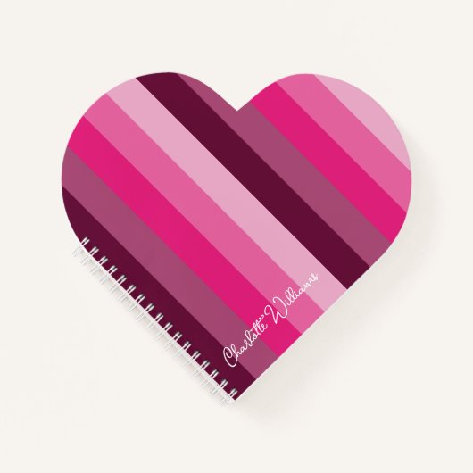 かわいらしピンク色パレ淡い色のット梅ストライプ模様 ノートブック (正面)