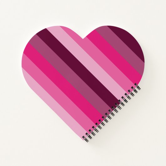 かわいらしピンク色パレ淡い色のット梅ストライプ模様 ノートブック (裏面)