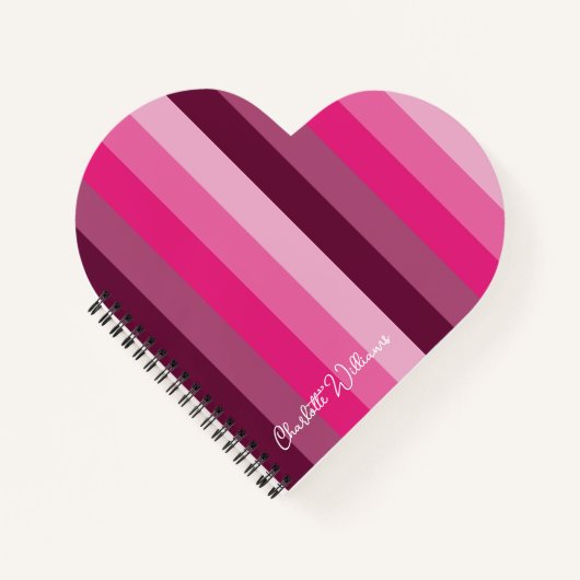 かわいらしピンク色パレ淡い色のット梅ストライプ模様 ノートブック (正面)