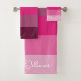 かわいらしピンク色パレ淡い色のット梅ストライプ模様 バスタオルセット