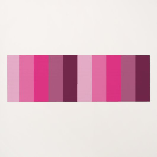 かわいらしピンク色パレ淡い色のット梅ストライプ模様 ヨガマット (裏面(横))