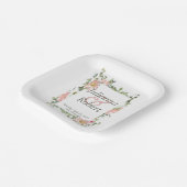 かわいらしピンク色フローラ結婚紙プレート ペーパープレート (傾斜あり)