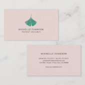 かわいらしピンク銀杏の葉シンプル自然 名刺 (正面/裏面)