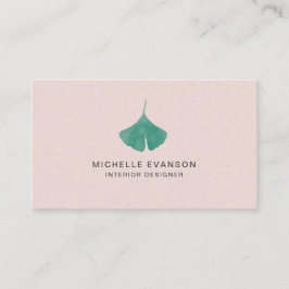 かわいらしピンク銀杏の葉シンプル自然 名刺