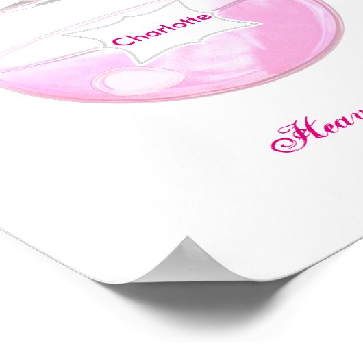 かわいらしピンク香水ボトルパーソナライズされた ポスター (角)