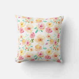かわいらしピンク黄色の水色の花 クッション