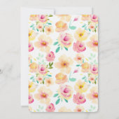 かわいらしピンク黄色の水色の花 招待状 (裏面)