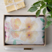 かわいらしピンク黄色の水色の花 薄葉紙 (ギフト)