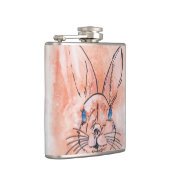 かわいらしピンク・ウォーター・カラーウサギの手絵を描 フラスク (右)