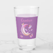 かわいらしピンク – 月,蝶,フローラ – モノグラム | タンブラーグラス (裏面)