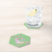 かわいらしピンク – 月，蝶，フローラ – モノグラム | ペーパーコースター (インサイチュ)