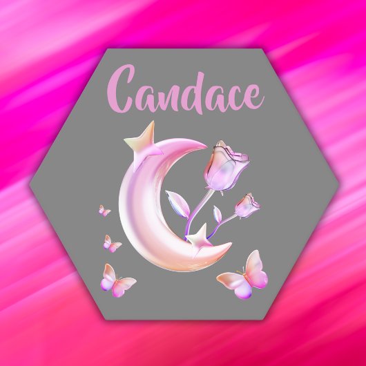 かわいらしピンク – 月，蝶，フローラ – モノグラム | ペーパーコースター