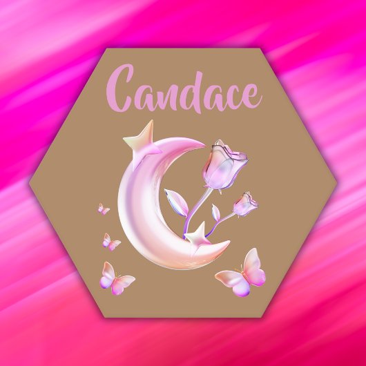 かわいらしピンク – 月,蝶,フローラ – モノグラム | ペーパーコースター