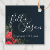 かわいらしピーチグレイフローラスクリプトタイポグラフィ結婚ズ フェイバータグ (裏面)