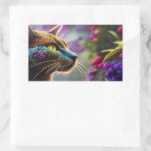 かわいらしファンタジーの花猫 長方形シール (バッグ)