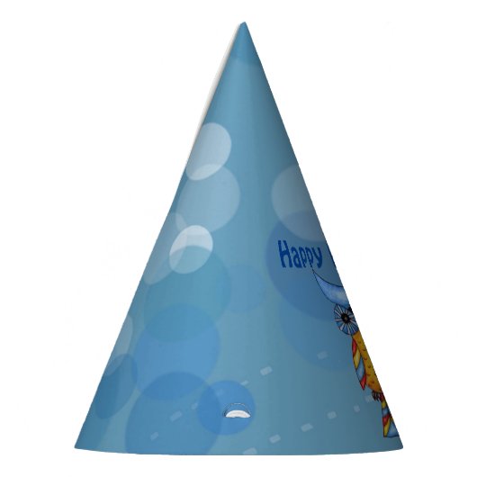 かわいらしファンタジーフクロウ青い頭の目のカラフル羽毛 パーティーハット (左)