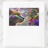 かわいらしファンタジーフラワー猫の名前とアドレス 長方形シール (バッグ)