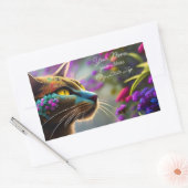 かわいらしファンタジーフラワー猫の名前とアドレス 長方形シール (封筒)