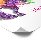 かわいらしファンタジーレインボーユニコーンパーソナライズされたプリント ポスター (角)