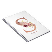 かわいらしフェイクバラ金ゴールドフローラレターSモノグラム ノートブック (右側)