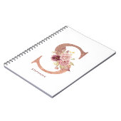 かわいらしフェイクバラ金ゴールドフローラレターSモノグラム ノートブック (左側)