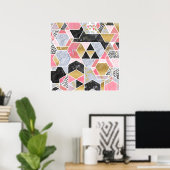 かわいらしフェイク金ゴールドグリッターデザイン ポスター (ホームオフィス)