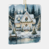 かわいらしフェスティバルハウスオンア凍っていレイククリスマス セラミックオーナメント (右)
