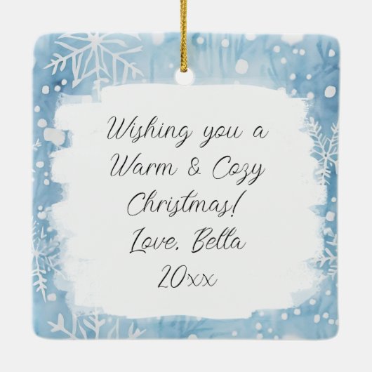 かわいらしフェスティバルハウスオンア凍っていレイククリスマス セラミックオーナメント (裏面)