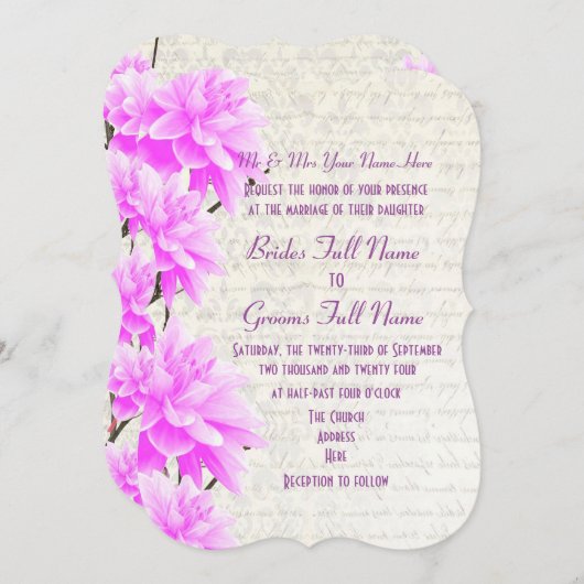 かわいらしフェミニンフローラ結婚 招待状 (正面/裏面)