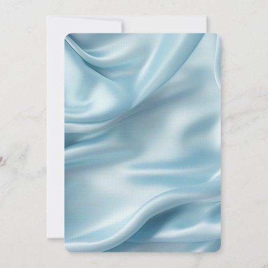 かわいらしフェミニンライトブルーフェイクサテン結婚ズ 招待状 (裏面)